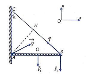 Cho α = 30∘, lấy g = 10m/s2. Tìm lực căng của dây treo. (ảnh 2)