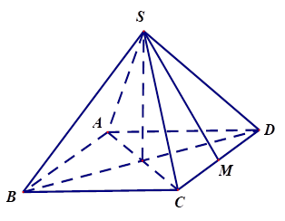 Cho hình chóp S.ABCD có đáy ABCD là hình chữ nhật với AB = 2a, BC = a. Các cạnh bên của hình chóp cùng bằng a căn bậc hai của 2. Tính góc giữa hai đường thẳng AB và SC (ảnh 1)