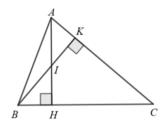 Cho \(\Delta ABC\). Hai đường cao \(AH,\,\,BK\) cắt nhau tại \(I.\) Biết rằng \(\widehat {ACH} = 50^\circ \), hỏi số đo \(\widehat {BIH}\) bằng bao nhiêu độ? (ảnh 1)