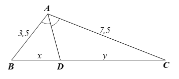 Cho hình vẽ bên. Tỉ số {x} / {y} bằng (ảnh 1)