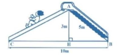 Chiều đài đường trượt \(AC\) trong hình vẽ với các kích thước như bên (kết quả làm tròn đến hàng phần mười) bằng (ảnh 1)