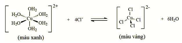 Trong dung dịch muối CuCl2 loãng tồn tại cân bằng giữa hai phức sau: (ảnh 1)