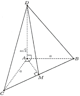 Cho tứ diện ABCD có AB,AC,AD đôi một vuông góc với nhau. Biết rằng AB = AC = a,AD = a căn bậc hai 3  (ảnh 1)