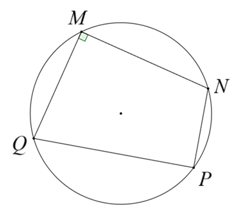 Khi tứ giác MNPQ nội tiếp đường tròn, và có M = 90  Khi đó, góc P bằng (ảnh 1)