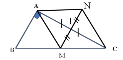 Cho tam giác \[ABC\] vuông tại \[A\] có AB = 6 cm , AC = 8 cm (ảnh 1)