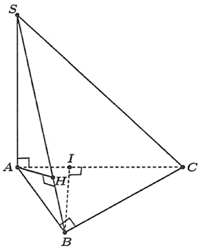 Cho hình chóp S.ABC có đáy là tam giác ABC vuông tại B có AB = 1, góc ACB = 30 độ. Biết SA vuông góc với mặt đáy và SA = 2. Gọi H là hình chiếu của A trên SB. Khi đó: (ảnh 1)