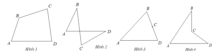 Cho các hình sau hình nào là hình tứ giác lồi (ảnh 1)