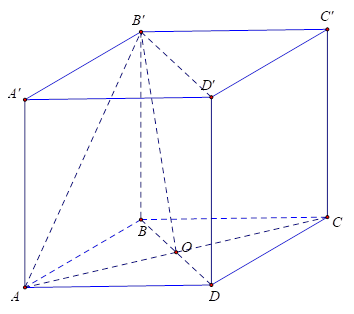 Cho hình lập phương ABCD.A'B'C'D'. Tính góc giữa đường thẳng AB' và mặt phẳng (BDD'B) (ảnh 1)