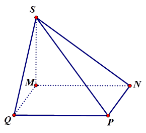 Cho hình chóp S.MNPQ có đáy là hình vuông, MN = 3a, với 0 < a thuộc R, biết SM vuông góc với đáy, SM = 6a. Khoảng cách giữa hai đường thẳng NP và SQ bằng (ảnh 1)