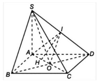 Cho hình chóp \(S,ABCD\), có đáy \(ABCD\) là hình vuông tâm \(O\), cạnh bằng (ảnh 1)