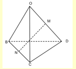 Trong hệ trục tọa độ Oxyz cho tứ diện đều OBCD có (ảnh 1)