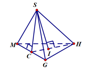 Hình chóp đều \[S.MGH\] như hình vẽ bên. Đoạn thẳng nào được gọi là trung đoạn của hình (ảnh 1)