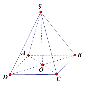 Cho hình chóp S.ABCD có đáy ABCD là hình thoi, SA = SC. Khẳng định nào sau đây đúng? (ảnh 1)