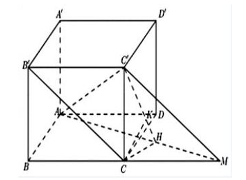 Cho hình hộp chữ nhật \(ABCD \cdot A'B'C'D'\) có các kích thước \(AB = 4,AD = 3,AA' = 5\). (ảnh 1)