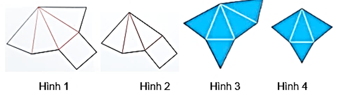 Trong các miếng bìa sau, miếng bìa nào khi gấp và dán lại thì được một hình chóp tứ giác đều? (ảnh 1)