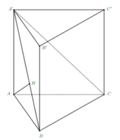 Cho hình lăng trụ đứng \(ABC.A'B'C'\) có độ dài cạnh bên bằng \(3,\) đáy \(ABC\) là tam giác vuông (ảnh 1)