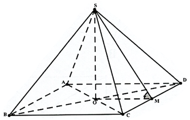 Cho hình chóp tứ giác đều S.ABCD có cạnh đáy bằng đáy 2a, đường cao bằng a căn bậc hai của 2. Tính tan varphi của góc giữa mặt phẳng (SCD) và (ABCD) (kết quả làm tròn đến hàng phần trăm). (ảnh 1)