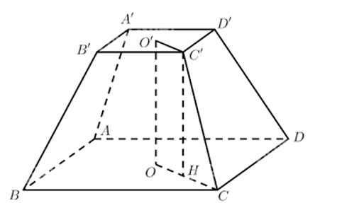 Người ta xây dựng một chân tháp bằng bê tông có dạng khối chóp cụt tứ giác đều (Hình bên dưới (ảnh 1)