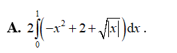 Diện tích phần hình phẳng tô đậm trong hình vẽ bên được tính theo công thức nào dưới đây? (ảnh 3)