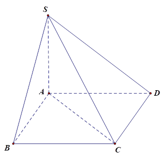 Cho hình chóp S.ABCD có cạnh SA vuông góc với mặt phẳng (ABCD) và đáy ABCD là hình vuông cạnh 2 cm, SA = 1 cm. Tính độ dài cạnh SC (đơn vị cm). (ảnh 1)