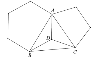 Một lục giác đều và một ngũ giác đều chung cạnh AD (như hình vẽ). Số đo góc \(BAC\) là (ảnh 1)