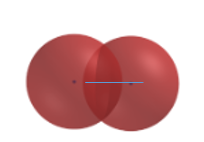 Cho hai hình cầu như hình vẽ. Biết rằng bán kính của hai hình cầu đều bằng \(5,\)khoảng (ảnh 1)