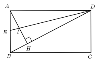 Cho hình chữ nhật ABCD. Kẻ AH vuông góc BDtại H (ảnh 1)