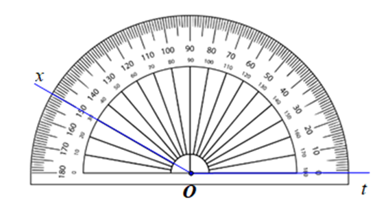 Góc xOt dưới đây có số đo là (ảnh 1)