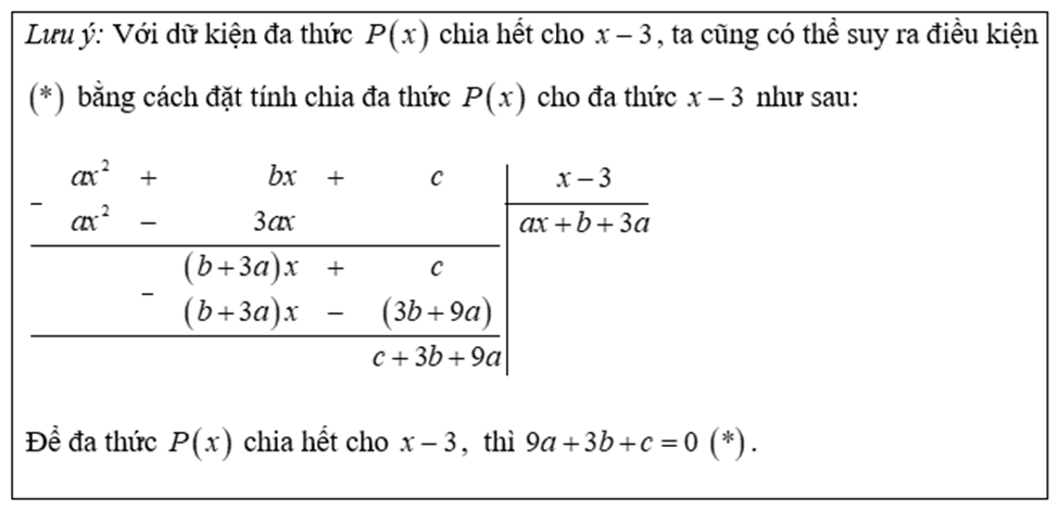 Cho đa thức  P ( x ) = a x^2 + b x + c  có  x = 1/2  là một nghiệm.  Xác định  a ,  b ,  c  biết số  a  nhỏ hơn số  c  một đơn vị và đa thức  P ( x )  chia hết cho  x − 3 . (ảnh 1)