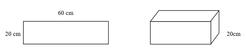 Từ một tấm tôn hình chữ nhật có chiều rộng 20 cm , chiều dài 60 cm , người ta chế tạo thành mặt xung quanh của một chiếc hộp có dạng hình hộp chữ nhật sao cho chiều rộng của tấm tôn bằng chiề (ảnh 1)