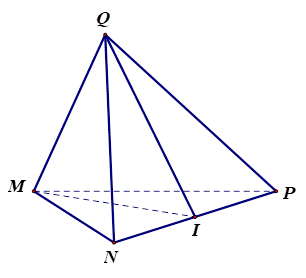 Cho tứ diện MNPQ có hai tam giác MNP và QNP là hai tam giác cân lần lượt tại M và Q. Góc giữa hai đường thẳng MQ và NP bằng (ảnh 1)
