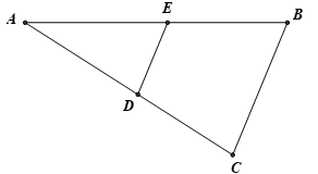Cho hình vẽ, biết BC song song DE. Theo định lí Thalès, tỉ số nào sau đây là sai? (ảnh 1)