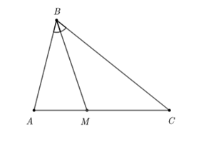 Cho tam giác ABC có BM là tia phân giác của \(\widehat {ABC}\,\,\left( {M \in AC} \right)\) thì (ảnh 1)