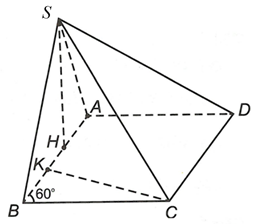 Cho hình chóp S.ABCD có đáy là hình bình hành với BC = a căn bậc hai của 2 ,góc ABC= 60 độ. Tam giác SAB nằm trong mặt phẳng vuông góc với mặt phẳng đáy. Khoảng cách từ điểm D đến mặt phẳng (SAB) bằng (ảnh 1)