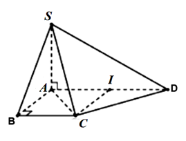 Cho hình chóp S.ABCD có đáy ABCD là hình thang vuông tại A và B, \[AB = BC = a (ảnh 1)
