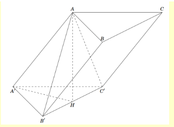 Cho hình lăng trụ tam giác ABC.A'B'C' có đáy ABC là tam giác đều cạnh bằng a (ảnh 1)