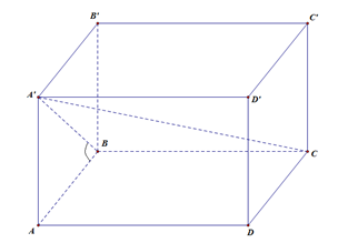 Cho hình hộp chữ nhật ABCD.A'B'C'D' có đáy ABCD là hình vuông cạnh bằng 2 căn bậc hai của  2, AA' = 4. Tính góc giữa mặt phẳng (A'BC) với mặt phẳng (ABCD) (ảnh 1)