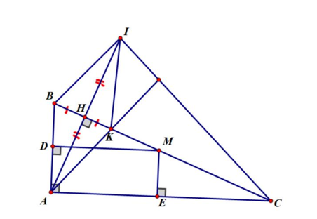 Cho \[\Delta ABC\] vuông tại \[A,\] trung tuyến \[AM.\] Kẻ \[MD\] vuông góc (ảnh 1)