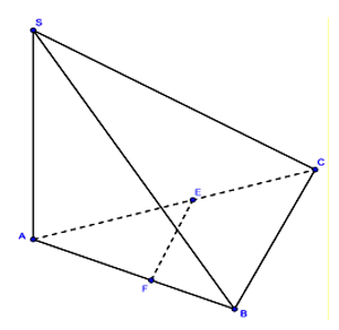 Cho h&igrave;nh ch&oacute;p S.ABC c&oacute; đ&aacute;y ABC l&agrave; tam gi&aacute;c vu&ocirc;ng tại B (ảnh 1)
