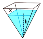 Khi thể tích nước trong bể bằng 1/3 thể tích của bể, tốc độ dâng lên của nước là (ảnh 1)