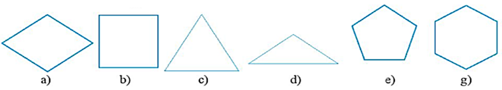 Quan sát các hình dưới đây và cho biết hình nào là hình vuông, hình nào là hình tam giác đều, hình nào là hình lục giác đều? (ảnh 1)