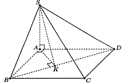 Cho hình chóp S.ABCD có đáy là hình chữ nhật với AB = a, AD = a căn bậc hai của 3 . Biết SA vuông góc với mặt phẳng đáy và SA = a căn bậu ha 3 . Khi đó: (ảnh 1)