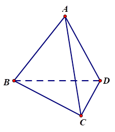 Cho tứ diện đều ABCD. Gọi varphi là góc giữa đường thẳng AB và mặt phẳng (BCD). Tính cos varphi (ảnh 1)