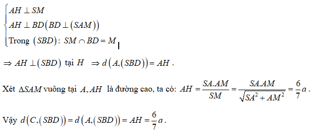 Cho hình chóp S.ABCD có đáy là hình chữ nhật, SA vuông góc (ABCD). Biết AB = 3a, AD = a, SA = 2a a) Chứng minh CD vuông góc (SAD) (ảnh 2)