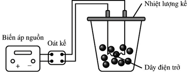 Để xác định nhiệt nóng chảy riêng của nước đá, có thể tiến hành thí nghiệm theo sơ đồ nguyên lí như hình dưới đây (ảnh 1)