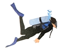 Một học viên đang tập lặn, học viên này thở bằng khí nén trong bình dưỡng khí dưới (ảnh 1)