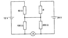Cho mạch điện sau đây, trong đó ampe kế chỉ 0. Hãy xác định giá trị của điện trở r trong mạch (ảnh 1)