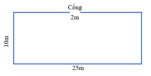 Nhà bác Minh có mảnh vườn hình chữ nhật có chiều dài 25m, chiều rộng 10m.  a) Hãy tính diện tích mảnh vườn của bác Minh. (ảnh 1)