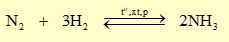 Cho 4 lít N2 và 14 lít H2 vào bình kín rồi nung nóng với xúc tác thích hợp để phản ứng xảy ra (ảnh 1)