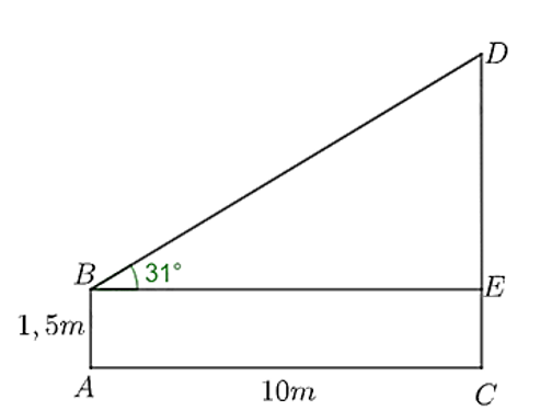 Một học sinh d&ugrave;ng gi&aacute;c kế, đứng c&aacute;ch ch&acirc;n cột cờ 10m rồi chỉnh mặt trước cao (ảnh 1)